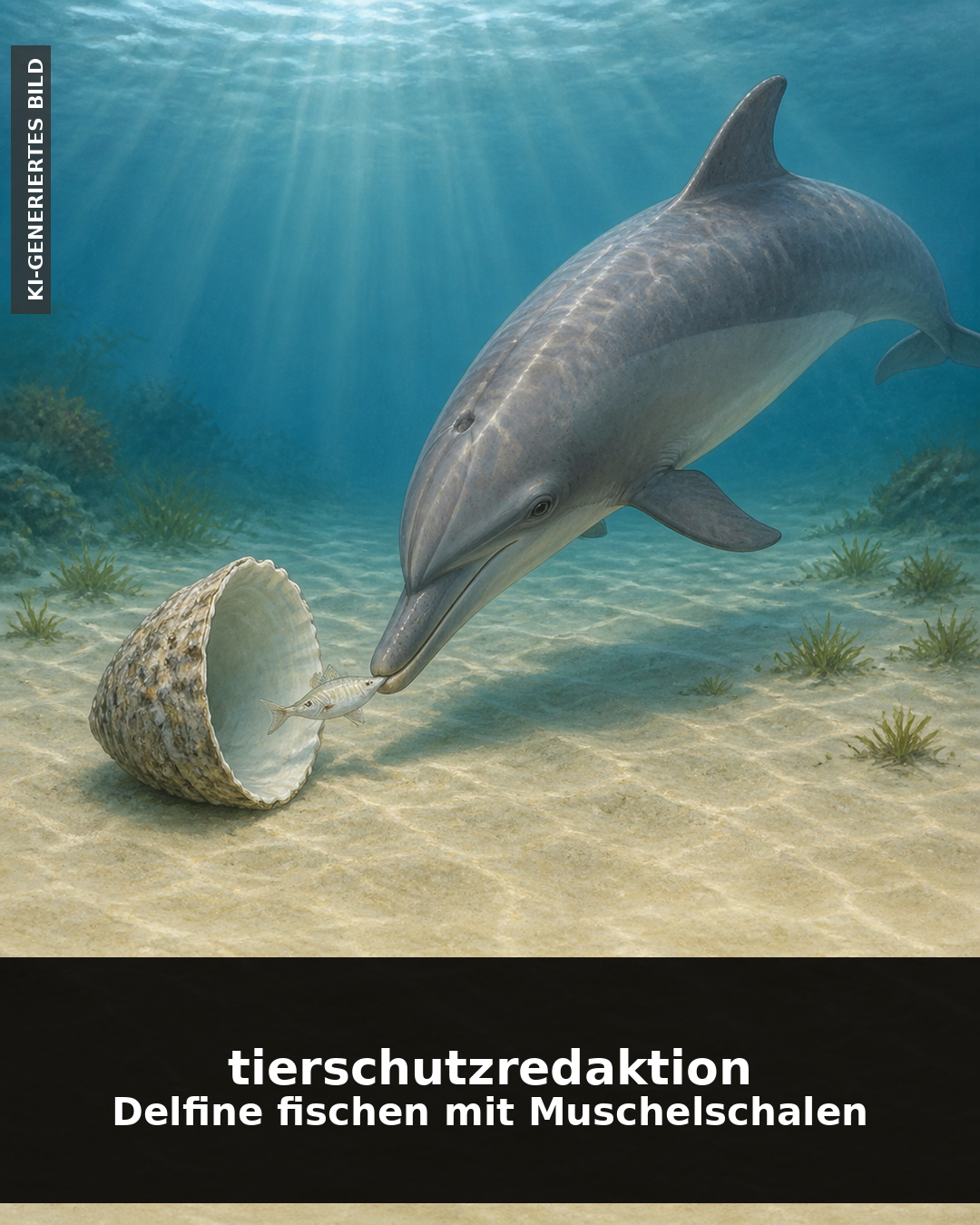 Delfine fischen mit Muschelschalen