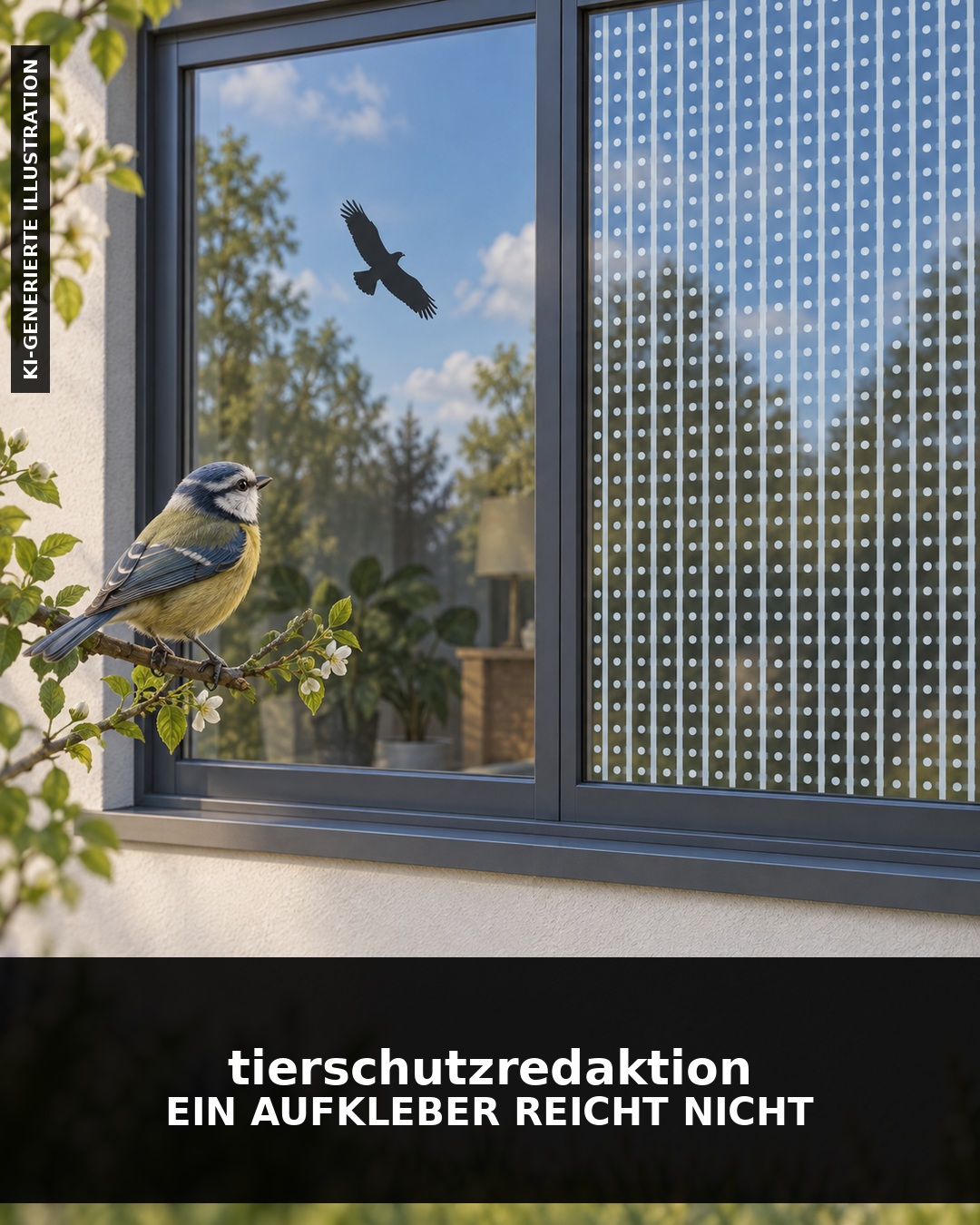 Greifvogel-Aufkleber schützen nicht vor Vogelschlag