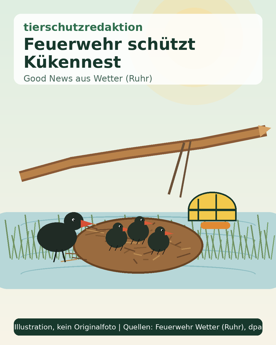 Feuerwehr schützt Kükennest